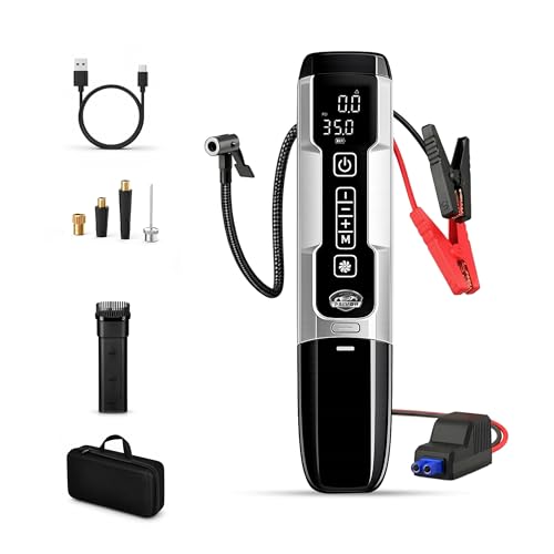 Image of PRIVON 5-in-1 Car Emergency Kit with Jump Starter, Tyre Inflator, Vacuum Cleaner & LED Emergency Light | 150 PSI air Pump, 8000Pa Suction, 600A Peak Current, Type C Rechargeable & Portable (RESQ X5)
