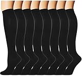 HBselect Kompressionsstrümpfe Damen und Herren - 7 Paar, Kompressionssocken Stützstrümpfe für Sport, Laufen, Flug, Reise, Radsport, Kniestrümpfe, Thrombosestrümpfe Damen Schwarz