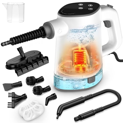 Handheld Steam Cleaner, Multi-Surface Steam Cleaner with Safety Lock, Adjustable Portable Steamer Cleaning with 11pcs Accessories for Home,Floor,Grout, Car, Couch,Furniture - 450ML Water Tank