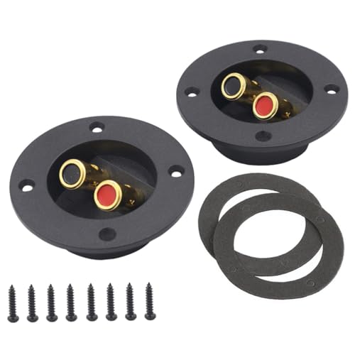 SMASOLO 2piezas Caja De Terminales para Altavoces De Coche Vías Conectores De Caja para Altavoz Subwoofer Terminales Dorados y Material Zinc Abs para Transmisión De Señal Óptima