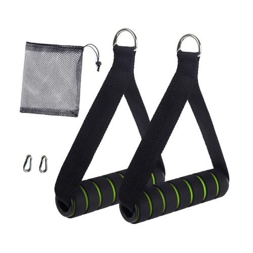 a aternee エクササイズハンドル 抵抗バンドハンドル グリップ ハンドルアクセサリー ケーブルマシン用ワークアウトハンドル プルダウン ホームジム用 2個, 緑