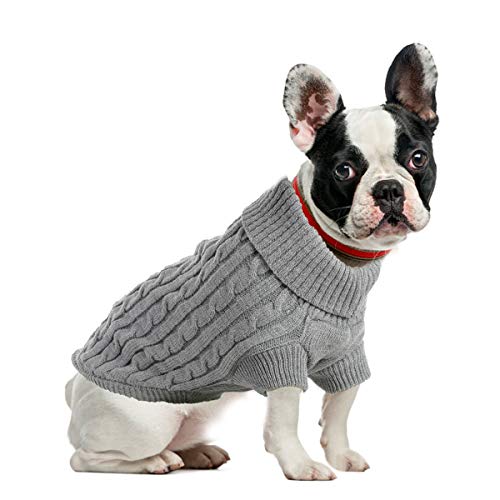 Ubest Hundepullover, Hundemantel, Sweater Gestrickter Pullover für Kleine Hunde, Hunde Pullover Katzenpullover für Herbst Winter, Grau, S