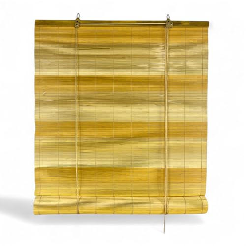 Tenda a Rullo in Bamboo 60x150 cm - Tapparella in Legno Naturale per Interni ed Esterni - Montaggio Facile - Giallo