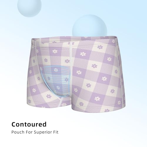 Boys' Cotton Boxer Brief Soft Underwear-Floral Purple Buffalo Plaid4