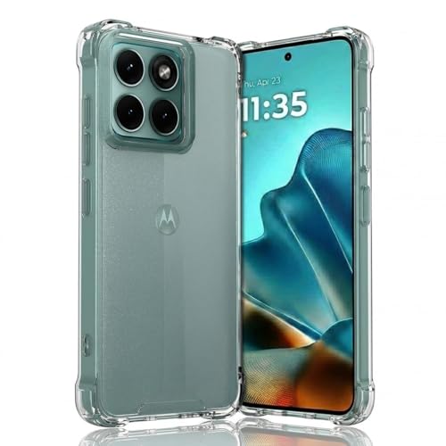 Image of Fashionury Clear Back Cover Case for Motorola Moto Edge 70 Fusion 5G | Anti-Yellow Acrylic Hard Back + Soft TPU Bumper | Shockproof 360 Protection | Slim Transparent Bumper Case (Clear)