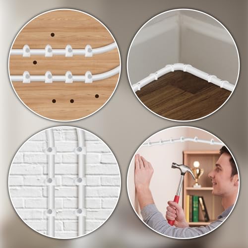 cobee 400 peças de clipes de cabo com pregos de aço, 4 mm/6 mm/8 mm/10 mm Clipes de fio Ethernet cli