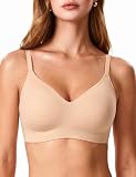 Jelly Bras for Women, No Underwire Full Coverage V Plunge Bra Wireless Seamless Comfort Bralette T-Shirts Everyday Bras Nude