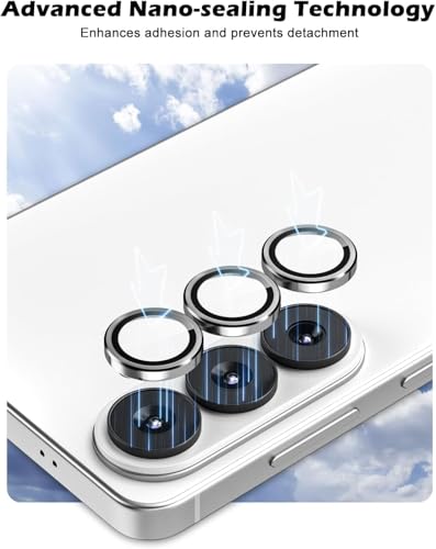 Image of ZARALA Camera Lens Frame Glass Compatible with Samsung Galaxy S26 /S26+Plus Camera Lens Protector - [Keep Original Shooting] Shatterproof 9H Tempered Glass Screen Metal Ring Cover,Anti-Fingerprint,Anti-Scratch,Case Friendly,Titanium Silver