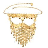 IMIKEYA Bauchtänzerin Schleier Damen Münzschleier mit Quasten Metall Gesichts Schleier Arabisch Tribal Tanzaccessoire für Bühne Halloween Kostüm