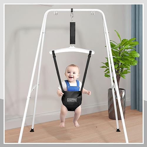HARPPA 2 in 1 Toddler Swing Set, Foldable Kids Swing & Baby Jumper for Indoor&Outdoor Play, Adjustable Children Swing Set for Toddler Aged 1~5 Years (Black)