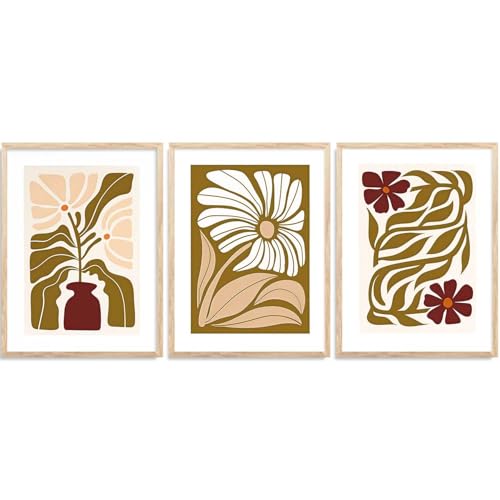 Image of HOTHOUSE Boho Art Home Decoration Painting | Paintings With Frame For Living Room Bed Room Hotel Wall Decor Digital Reprint Set of 3 (19X25 inch)