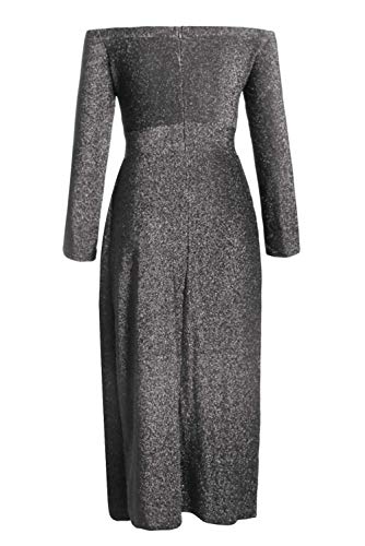 Womens Prom Dresses High Slit Off Shoulder Formal Elegant Fall African Metaillic Sexy Night Black Evening Party Cocktail Dress Small (4-6) Black