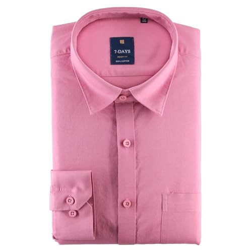 Image of 7-DAYS Men's 100% Cotton Full Sleeve Shirt for Men | Premium Plain Shirt | Tailored Fit (Between Slim & Regular) | Stylish Office & Casual Wear | with Pocket