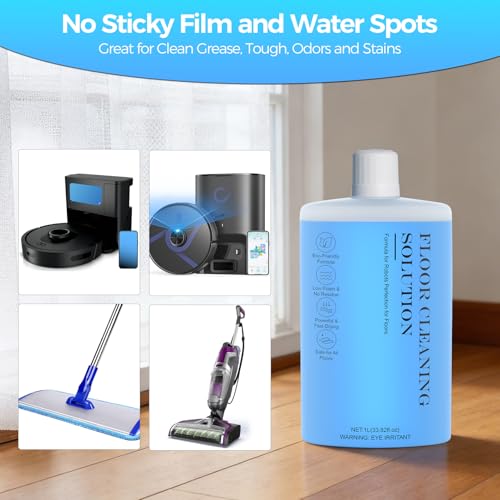 Image of Floor Cleaning Solution,Floor Cleaner for Hardwood Tile Hardfloor Marble Cement Vinyl Flooring Laminate Flooring, Compatible Robot Vacuums with Mopping and Wet Dry Vacuum,1L, 33.8 Fl. OZ