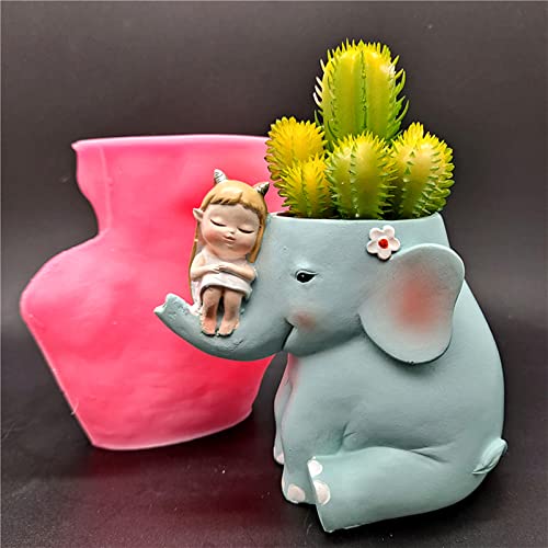 Anktily GirlElephantClay Elefant Silikon Gießform Pflanzgefäß