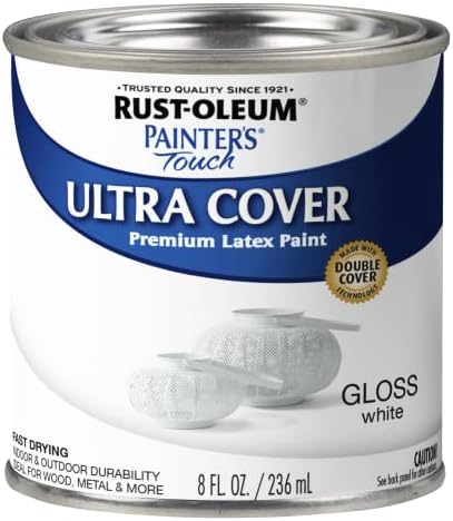 Rust-Oleum 1992730 Painter's Touch Latex Paint, Half Pint, Gloss White 8 Fl Oz (Pack of 1)