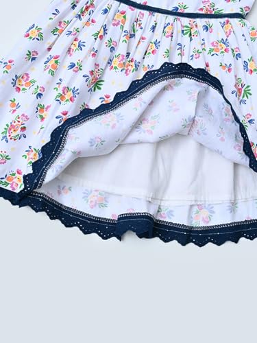 Image of mini mama by Bella Moda Front Button Half Sleeve Printed Dress (White, 3-6M)