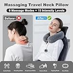 Inflatable Massage Travel Pillow for Airplane, Inflatable Travel Pillow with 6 Massage Modes and Compact Bag, U Shaped Neck Pillow for Airplane, Traveling, Train, Car, Sleeping, Office - Image 3