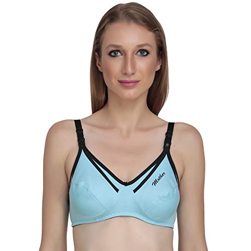 Image of Women Non Padded Bra - Made of Pure Cotton Full Coverage Non Wired Seamless Pushup Soft Cup for T-Shirt Saree Dress Sports Garment for Daily Use Everyday