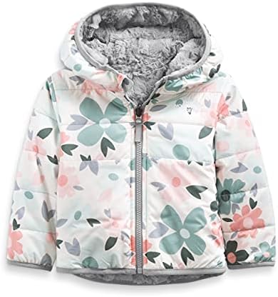 THE NORTH FACE Infant Reversible Mossbud Swirl Full Zip Hooded Jacket, Gardenia White Polka Dot Floral Print, 6M