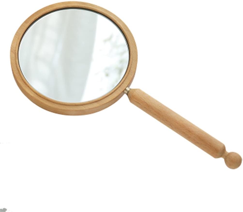 Walnut B Makeup Mirror Ladies Portable Makeup Handheld Beauty Mirror (Color : A, Size