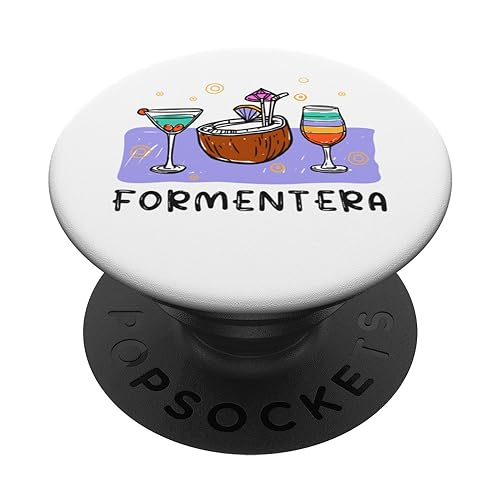 Formentera Ibiza Beach Vacation PopSockets Swappable PopGrip, Black