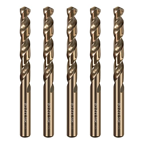 HUAZHICHUN 5PCS Size 12.2mm,M42 8% Cobalt,Drill Bit Set,High Speed Steel HSS Titanium,Wood Drill Bit Sets, Metal,Plastic, Small Drill Bit.