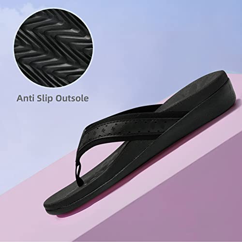 MEGNYA Womens Orthopedic Sandals with Arch Support, Summer Plantar Fasciitis Flip Flops for Flat Feet, Comfortable Cushioned Foam Slippers for Outdoor Beach 6