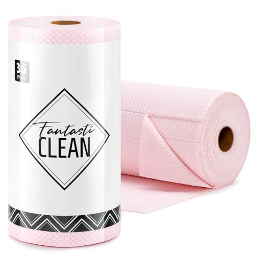 Fantasticlean Large Tear-Away Microfiber Cleaning Cloth Roll - 18'' by 12'', 36 Sheets, Thick Dish Cloths, Super Absorbent Reusable Kitchen Towels (Pi