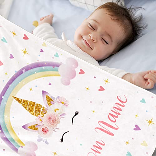 Image of Personalized Horse Blanket with Name for Girl Custom Name Blanket for Kids