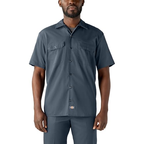Image of Dickies Men's Short Sleeve Work Shirt - Durable Twill Button Down Shirts for Men, Lightweight Uniform for Daily Wear