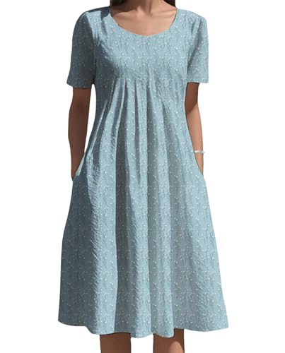 Women Floral Dress Timeless Elegance Round Neck Short Sleeve Midi