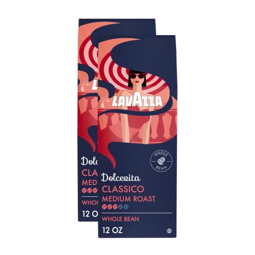 Lavazza Dolcevita Classico Whole Bean Coffee 12oz Bag, Medium Roast, Rich and Full-bodied, Intensity 3/5, Arabica and Robusta, Ideal for Drip Brewers, Package May Vary (Pack of 2)