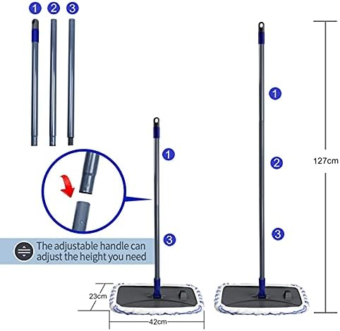 MASTERTOP Large Flat Mop, Microfiber Dust Mop with 5 Pcs Washable Mop Pads, Wet and Dry Mop for Cleaning Hardwood Laminate Vinyl Tile Floors - Send 1 Cleaning Scraper