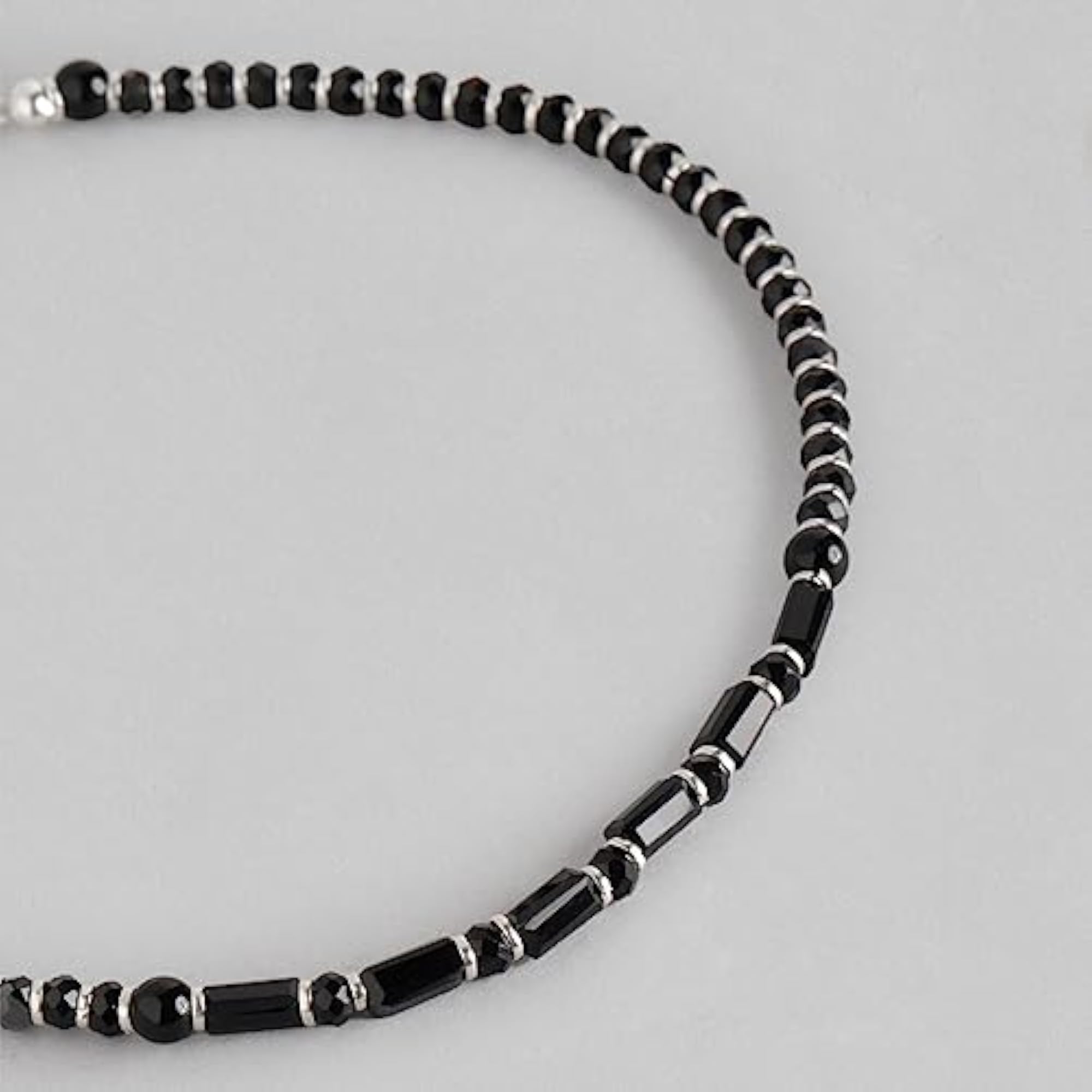925 Silver Beaded Anklet Rhodium Plated Single