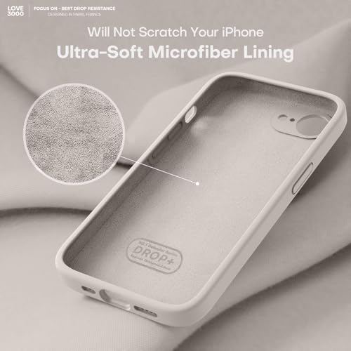 Image of LOVE 3000 Designed for iPhone 16e /17e Case, Premium Silicone with [Soft Anti-Scratch Microfiber Lining] Shockproof Protective Phone Case for Men Women Girls 6.1 inch, Stone