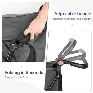 Dog-Stroller-for-Medium-Large-Dogs-Upto-120-lbs-Pet-Jogger-Wagon-Travel-Folding-Carrier-with-Adjustable-Handle-Sunroof-Rear-Brake-Security-Leash-Dark-gray - Cucciolini Doodles   Dog-Stroller-for-Medium-Large-Dogs-Upto-120-lbs-Pet-Jogger-Wagon-Travel-Folding-Carrier-with-Adjustable-Handle-Sunroof-Rear-Brake-Security-Leash-Dark-gray