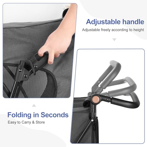 Dog-Stroller-for-Medium-Large-Dogs-Upto-120-lbs-Pet-Jogger-Wagon-Travel-Folding-Carrier-with-Adjustable-Handle-Sunroof-Rear-Brake-Security-Leash-Dark-gray - Cucciolini Doodles   Dog-Stroller-for-Medium-Large-Dogs-Upto-120-lbs-Pet-Jogger-Wagon-Travel-Folding-Carrier-with-Adjustable-Handle-Sunroof-Rear-Brake-Security-Leash-Dark-gray