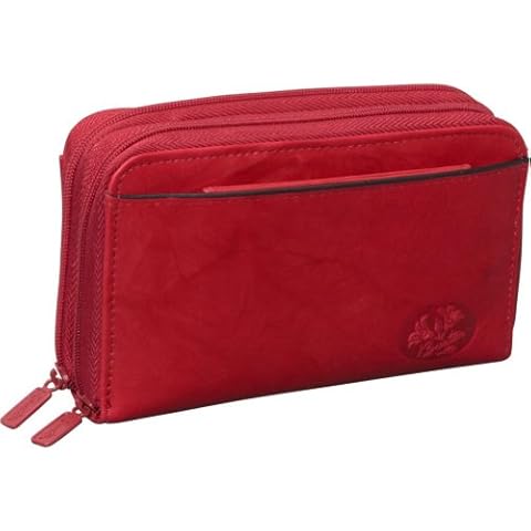 Buxton Women's Heiress Double Zip Organizer, Red, One Size Cover