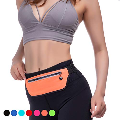 Kege Multiple Color Slim Reflective Running Belt Fanny Pack, Bounce Free Water Resistant Exercise Workout Pouch Lightweight Waist Pack Gym Phone Holder For All Kinds Of Phones(Candy Orange) #TOP2