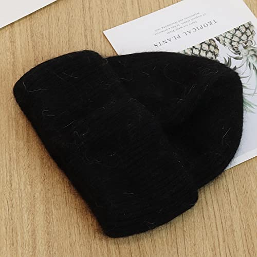 cap بيني الشتاء قبعة الأرنب الفراء بيني اللينة والنساء كاب قفصات الصوف الدافئ الأرنب الفراء قبعات الكشمير قبعة الأزياء Knitted hat (Color : 1)