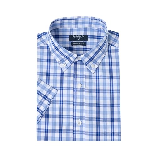 Year In Year Out Wrinkle Free Dress Shirts for Men Regular Fit Short Sleeve Button Down Shirts Business Casual Shirts(YY174,XXL)