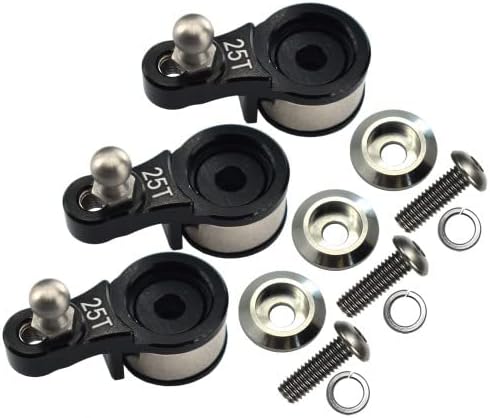 GPM For Traxxas TRX-4 Trail Defender Crawler Upgrade Parts Aluminum Servo Horn With Built-In Spring (For Locking Diff) - 3Pc Set Black