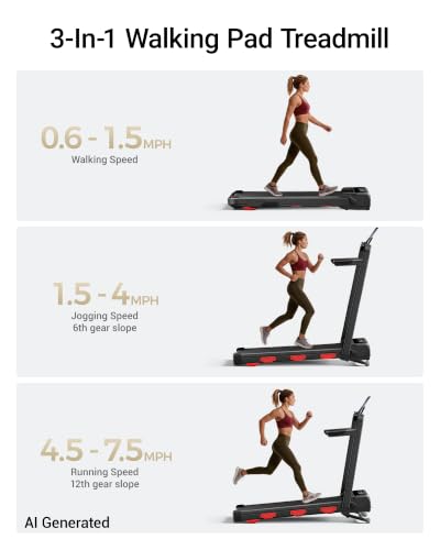 Image of 15% Auto Incline Walking Pad Treadmill with 12-Level, Under Desk Treadmill with Handles, Portable Treadmills for Home Small, 43‌″ High Armrests