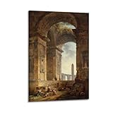 Hubert Robert Poster mit Ruinen mit einem Obelisk in der 