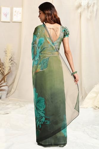 Image of MIRCHI FASHION Saree for Woman Organza Floral Printed | Lightweight Elegant Traditional Sari with Matching Blouse Piece
