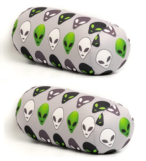Mushy Pillows Microbead Space Alien Roll Pillow Combo Pack 2 Sci-Fi Movie Fan [Grey] Neck Maternity Travel