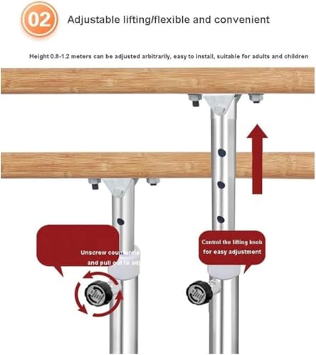 Poteau de ballet portable 150cm barre de danse réglable - 7