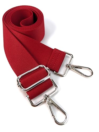 Image of Purse Strap Replacement for Crossbody Bags & Handbags | Premium Webbing with Silver Hardware Clip-On Installation Adjustable Length Comfortable Wide Guitar Style Strap
