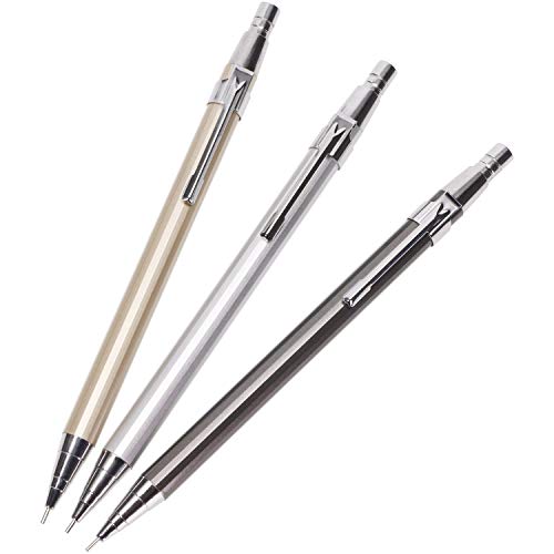 Tupalizy 3PCS Automatic Metal Mechanical Pencils for Drawing Sketching Note Taking Graphing Drafting Writing Instrument Projects for Artists Home Classroom School College Office Supplies (0.7mm)
